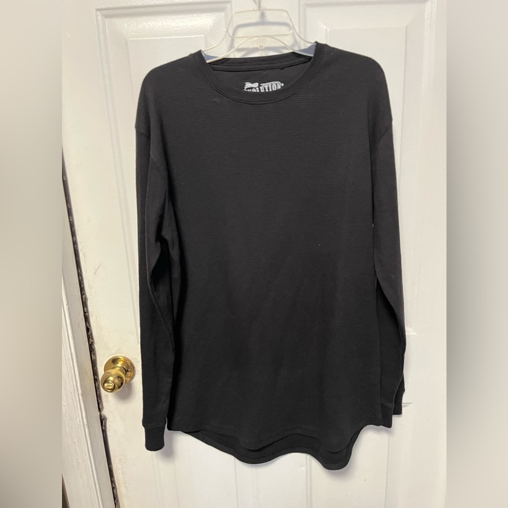 Evolution waffle knit Men's Black Long Sleeve Tee new without tags